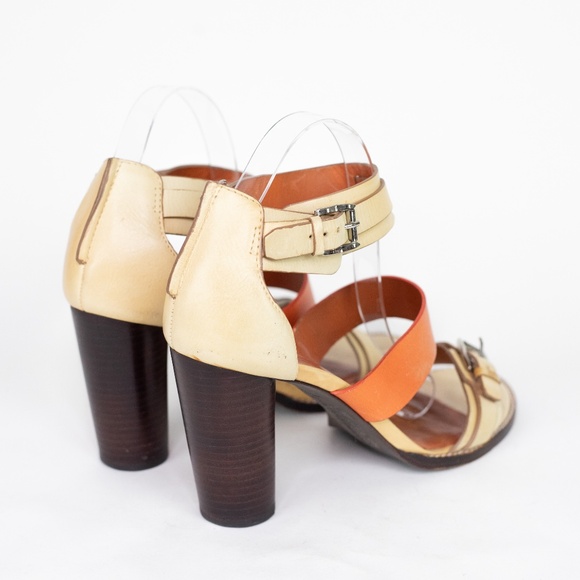 Rebecca Minkoff Orange Sandals Strappy Stacked Heels 10M - Picture 6 of 14